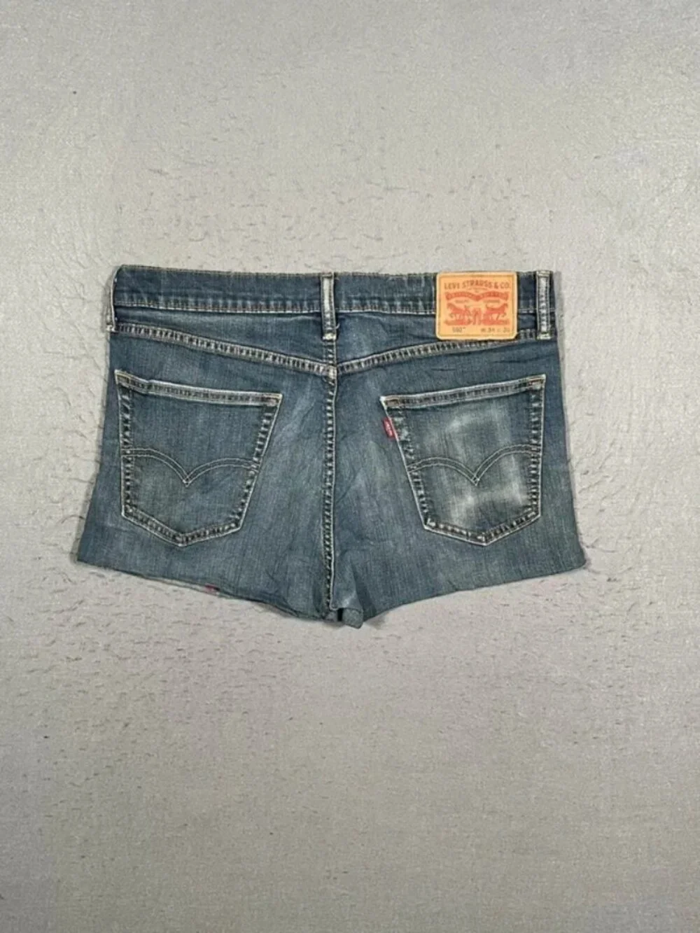 Levi’s 502 Blue Cropped Denim Shorts Women’s Vintage W34 I2